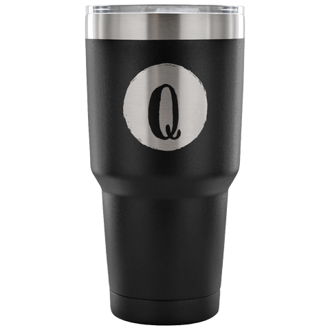 Single letter initial etched tumbler - Q - The Beautiful Occasions