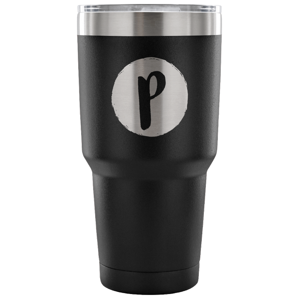 Single letter initial etched tumbler - P - The Beautiful Occasions