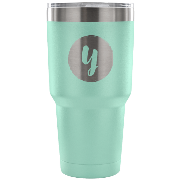 Single letter initial etched tumbler - Y - The Beautiful Occasions