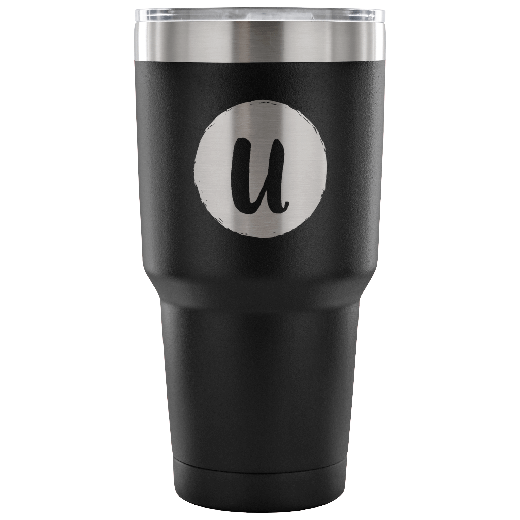 Single letter initial etched tumbler - U - The Beautiful Occasions