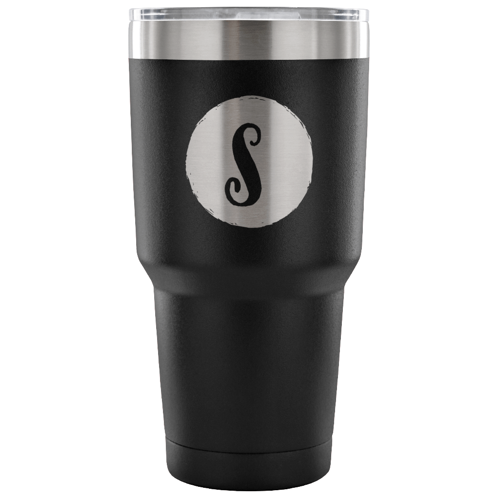 Single letter initial etched tumbler - S - The Beautiful Occasions